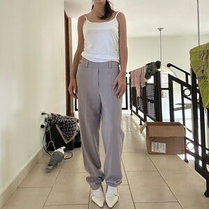 Helmut Lang Tapered Pants in Mauve Grey 2 New Womens Wool Blend Trousers